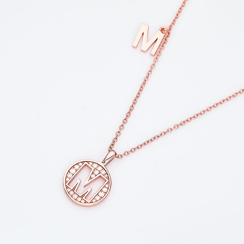 S925 Silver Moissanite Initial M Pendant Necklace