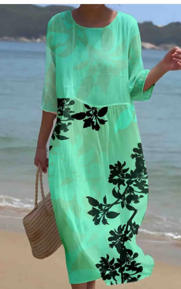 Women's Floral Print Long Sleeve Round Neck Dress | 14 Styles