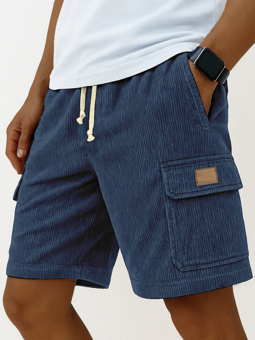 Men's Corduroy Cropped Shorts | Drawstring Side-Pocket S-5XL