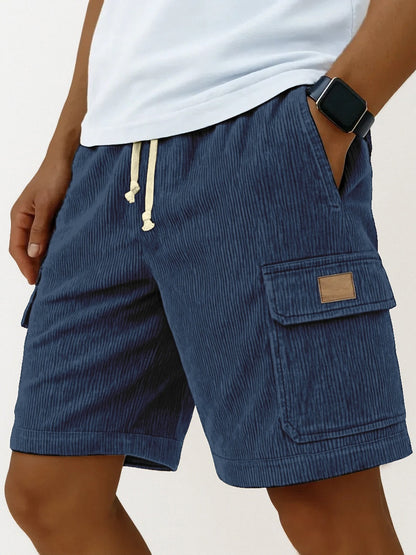 Men's Corduroy Cropped Shorts | Drawstring Side-Pocket S-5XL