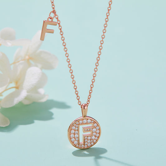 S925 Silver Moissanite Letter F Necklace | GRA Certified