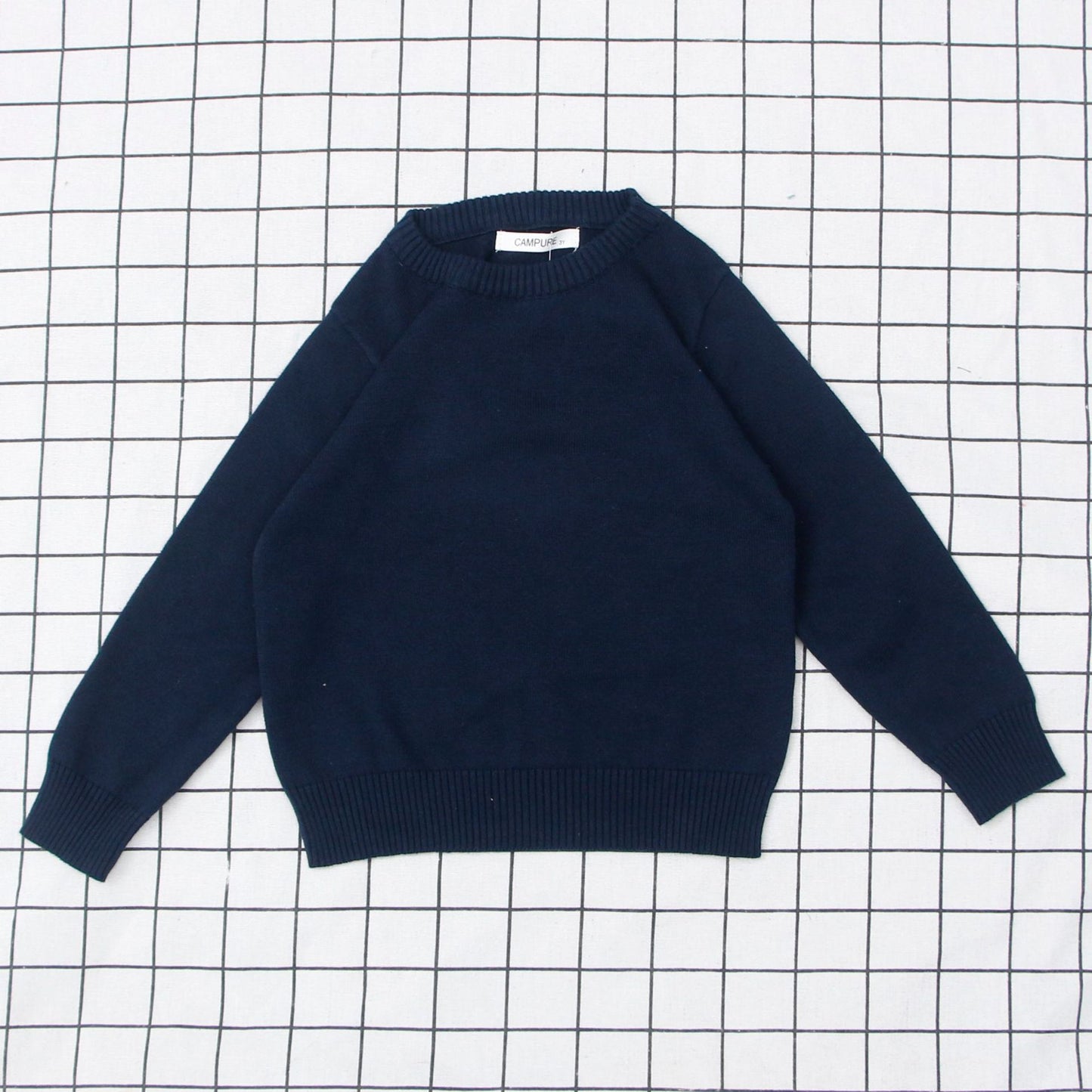 Children's Solid Colour Knitted Cotton Pullover Sweater | Boys & Girls | Age 12M-8Y
