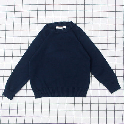 Children's Solid Colour Knitted Cotton Pullover Sweater | Boys & Girls | Age 12M-8Y