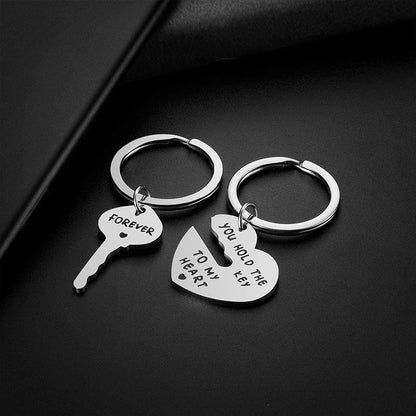 Heart-Shaped Couples Keychain Set | Stainless Steel Pair | JP Collections