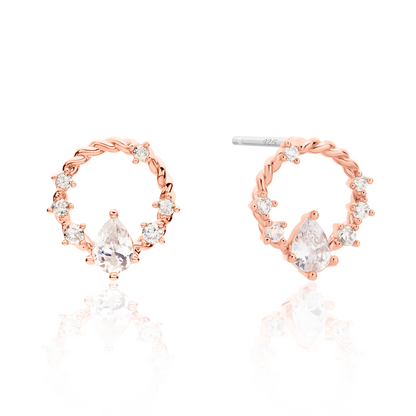 Cubic circle rope earrings-2