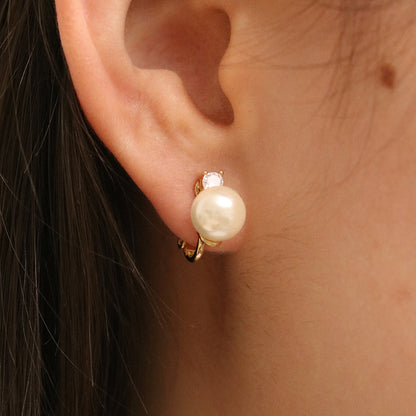Cubic Pearl Clip On Earrings-1
