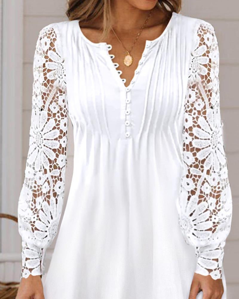 Women's Elegant Lace Long-Sleeve Dress