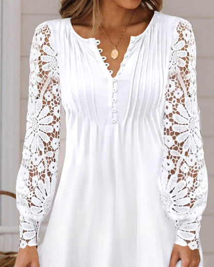 Women's Elegant Lace Long-Sleeve Dress