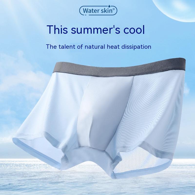 Men's Ice Silk Boxer Briefs – Breathable Mid-Waist Underwear