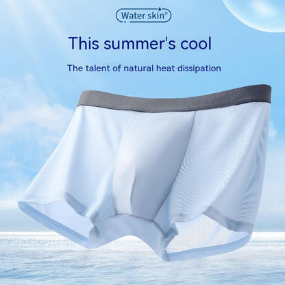 Men's Ice Silk Boxer Briefs – Breathable Mid-Waist Underwear
