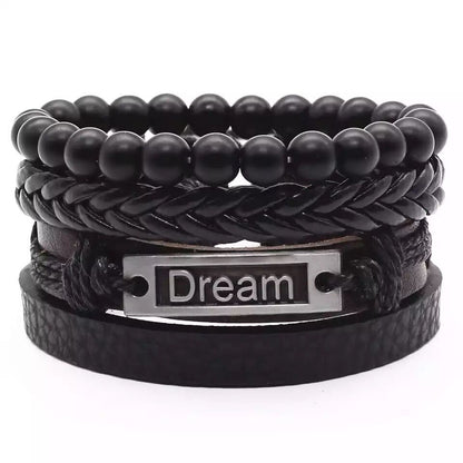Men's Vintage Leather Bracelet – Woven & Knitted Styles, 30 Designs