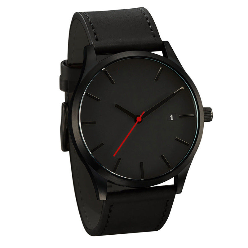 Men's Matte Leather Quartz Watch with Calendar – 4 Styles