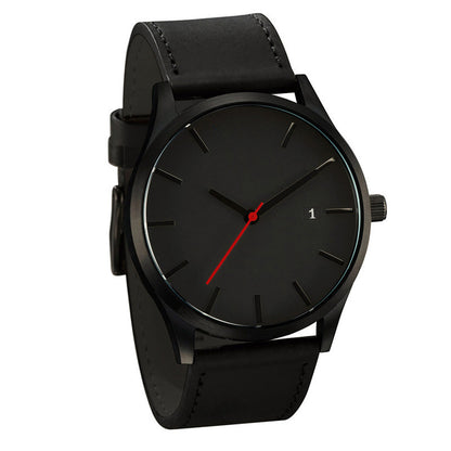 Men's Matte Leather Quartz Watch with Calendar – 4 Styles