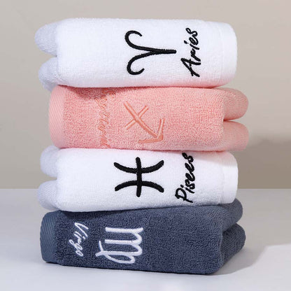 Zodiac Constellation Embroidered Cotton Towel | All 12 Star Signs | 2 Sizes