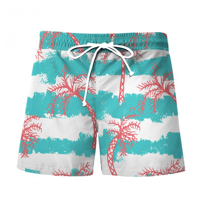 Men's Hawaiian Print Beach Shorts