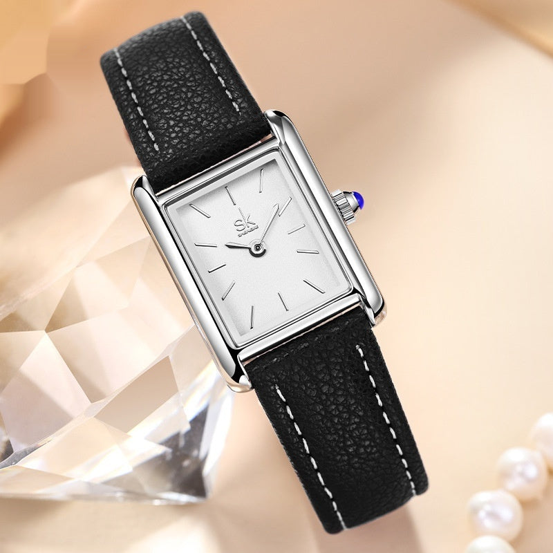 Women's Square Dial Quartz Watch | Retro Fashion Timepiece