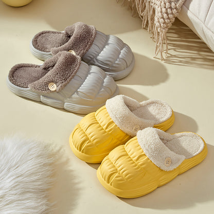 Unisex Faux Fur Lined EVA Slippers | Warm Non-Slip Indoor Shoes