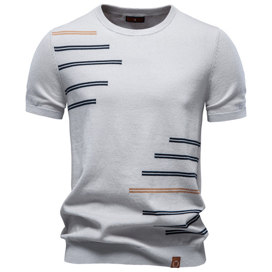 Men's Pure Cotton Jacquard Knit T-Shirt | Short Sleeve