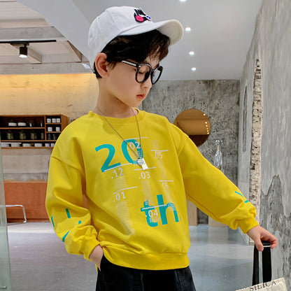 Children's Letter Print Cotton Pullover Sweatshirt | Boys Casual Top
