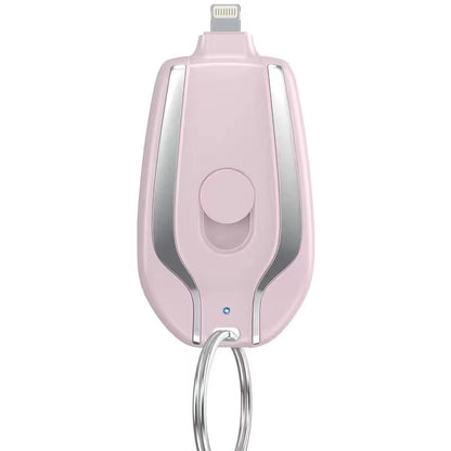 Keyring Emergency Power Bank – 1,500mAh Mini Portable Charger iPhone & USB-C Black & Pink
