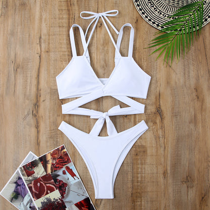 Women's Solid Colour Strappy Swimsuit | Beach & Pool Swimwear