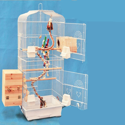 Large Parrot Bird Cage – Steel Wire Birdcage with Perches & Food Cups