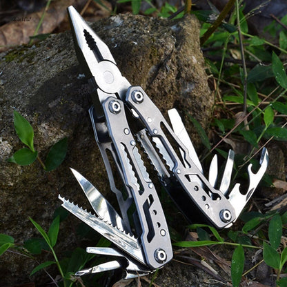 14-in-1 Multi-Tool Folding Pliers – 420 Steel EDC Pocket Tool Black & Silver Grey