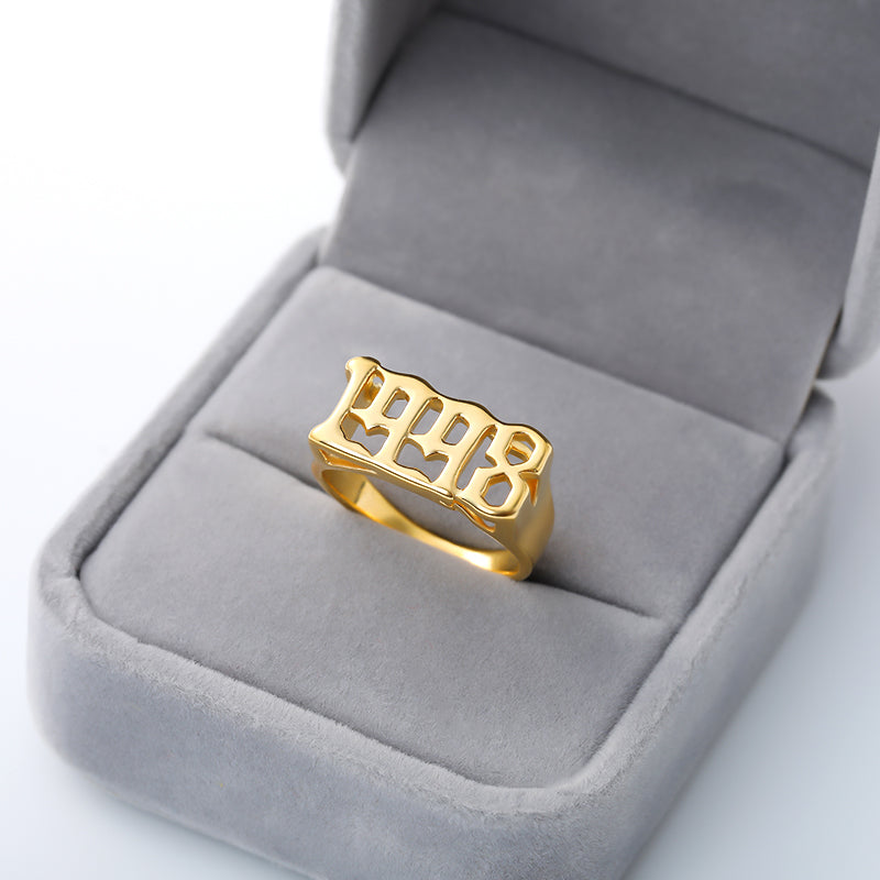 Unisex Birth Year Date Ring – Stainless Steel, Gold, Platinum & Rose Gold