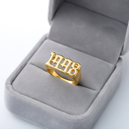 Unisex Birth Year Date Ring – Stainless Steel, Gold, Platinum & Rose Gold
