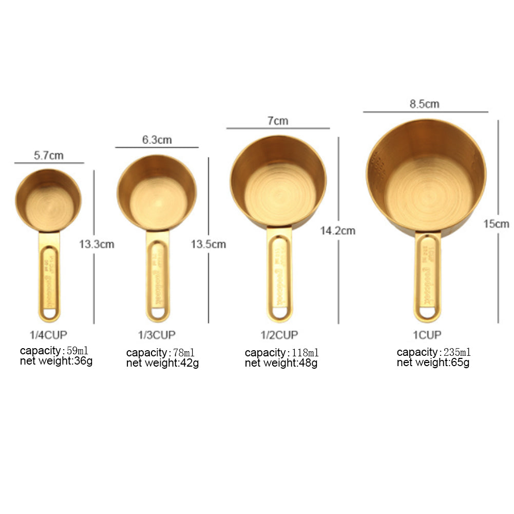Stainless Steel Measuring Cups & Spoons Set 8 Piece | Gold, Rose Gold & Silver