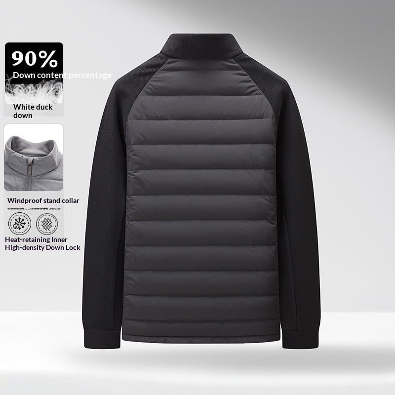 Men's White Duck Down Jacket – Stand Collar Slim Fit | M–4XL