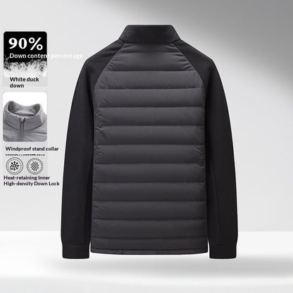 Men's White Duck Down Jacket – Stand Collar Slim Fit | M–4XL