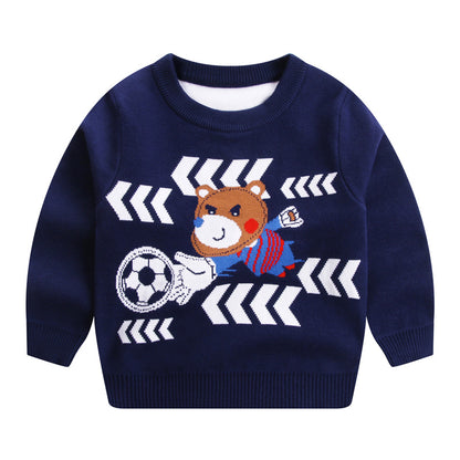 Children's Double-Layer Cotton Round Neck Sweatshirt