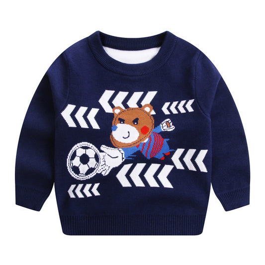 Children's Double-Layer Cotton Round Neck Sweatshirt