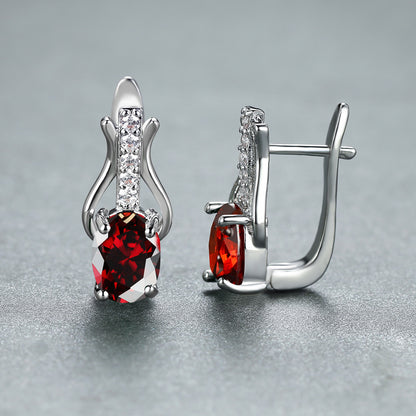 Oval Crystal Ear Clips | Champagne Gold & Platinum Copper Earrings for Women