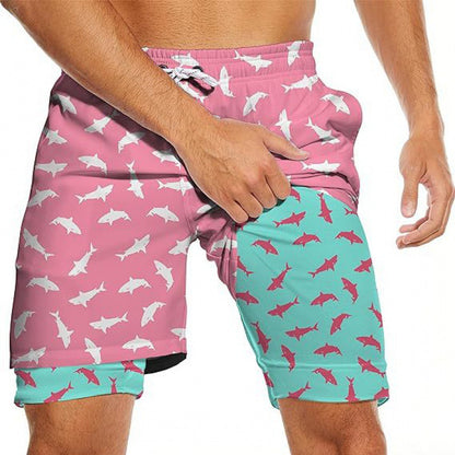 Men's 3D Digital Print Beach Shorts | Double-Layer S-5XL