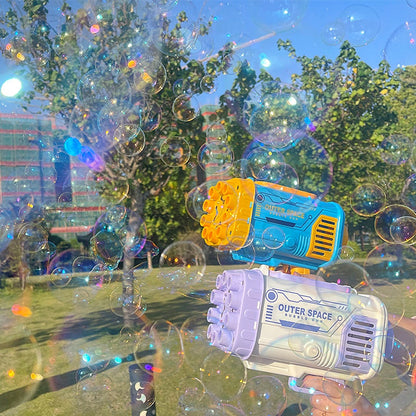 69-Hole Rocket Bubble Gun with LED Lights - Kids Bubble Toy