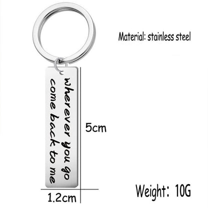 Stainless Steel Letter Keychain | Polished Initial Pendant Charm