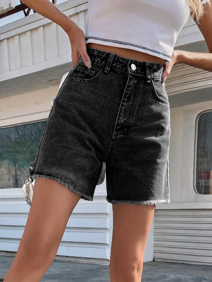 Women's High-Waist Loose Denim Shorts | Straight Leg | 12 Colours