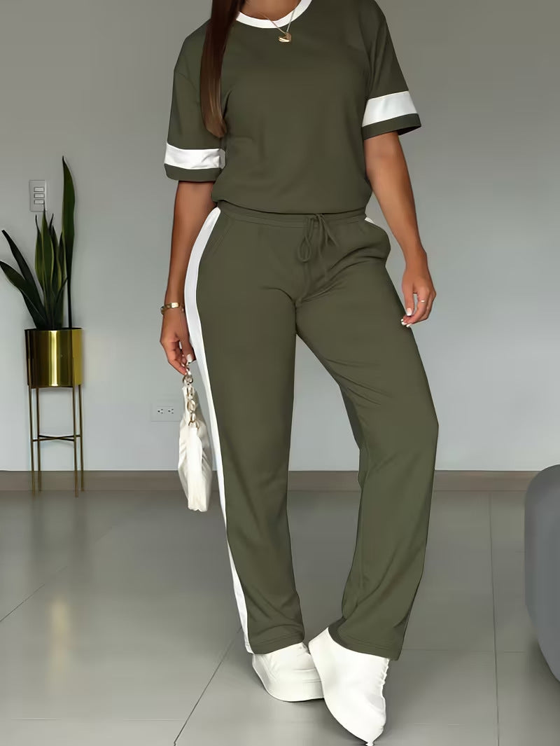 Women's Colour-Block Two-Piece Casual Set