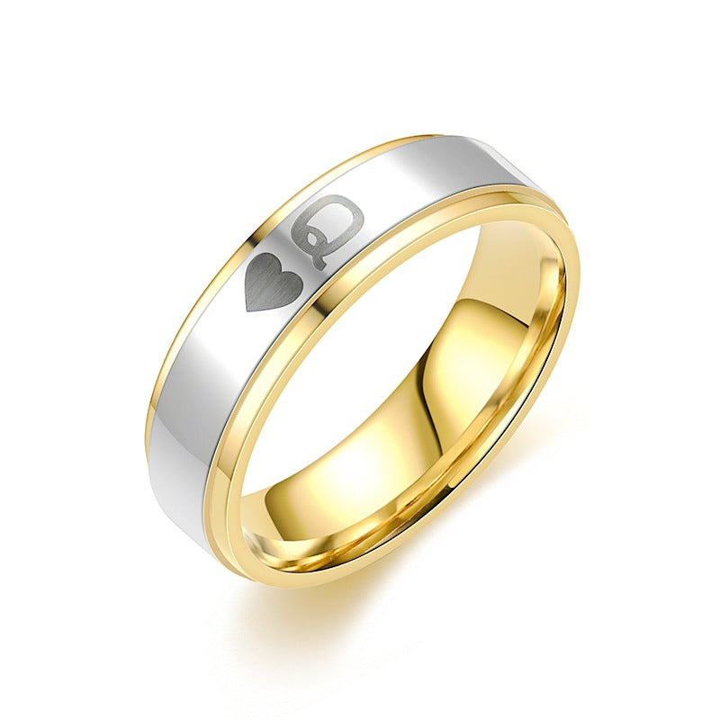 Titanium Steel Couple Ring – Electroplated Gold Band for Men & Women