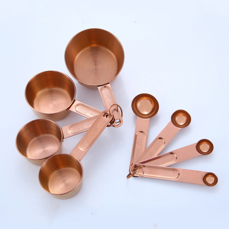 Stainless Steel Measuring Cups & Spoons Set 8 Piece | Gold, Rose Gold & Silver