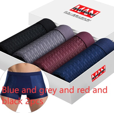 Men's Ice Silk Mesh Boxer Briefs 4-Pack | Breathable Mid-Rise Underwear