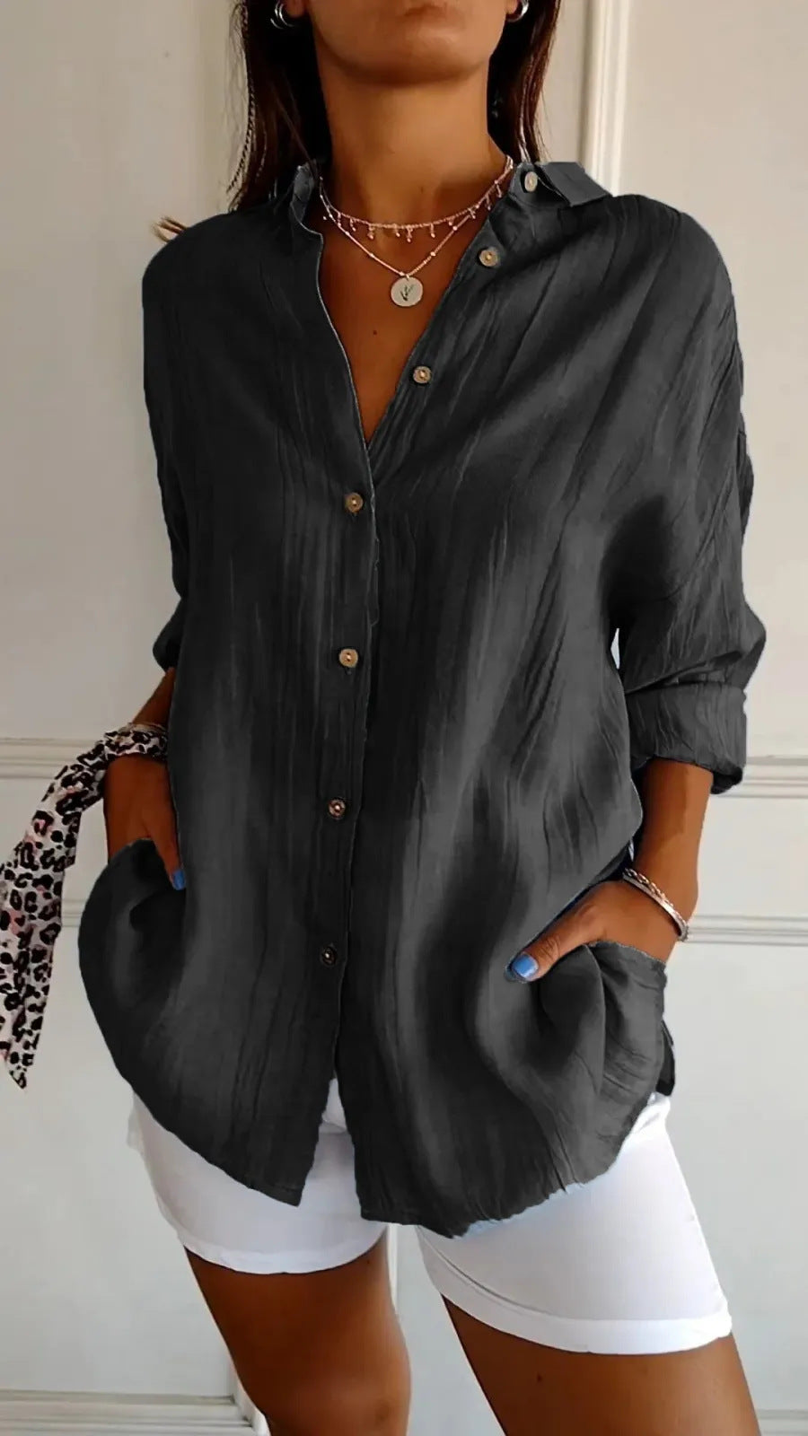 Women's Loose Fit Long Sleeve Cardigan Shirt | 13 Colours | XS–5XL