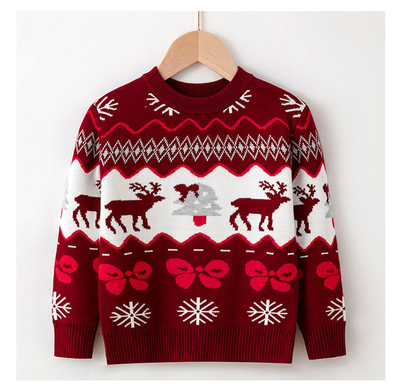 Kids Christmas Deer Knitted Pullover Sweater | Festive Jumper