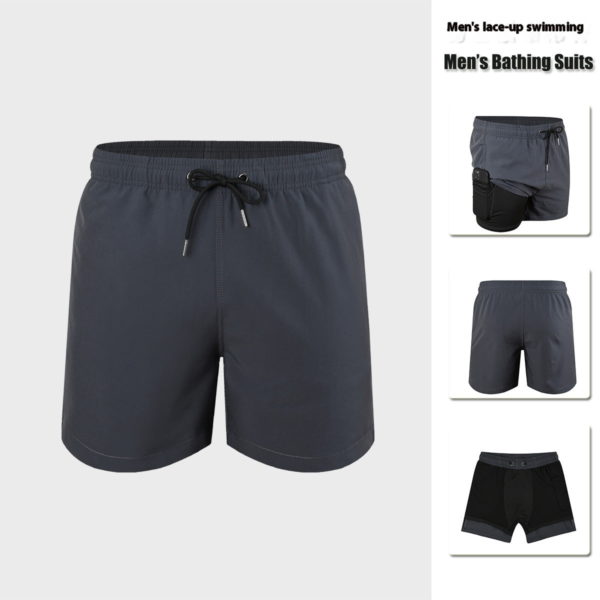 Men's Double-Layer Swimming Trunks | Lined Board Shorts S-XXL