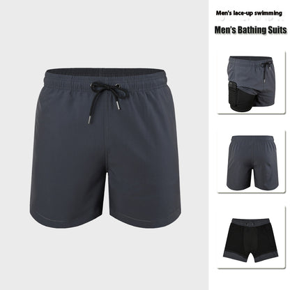 Men's Double-Layer Swimming Trunks | Lined Board Shorts S-XXL