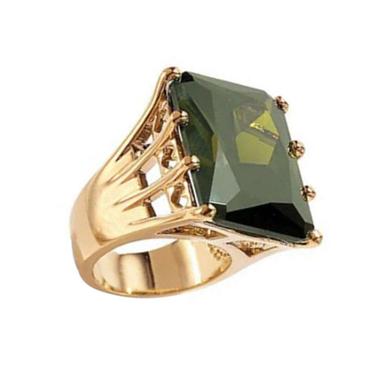 Square Zircon Crystal Geometric Ring
