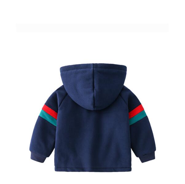 Children's Thickened Cotton Hooded Jacket | Cartoon Embroidered Kids Coat