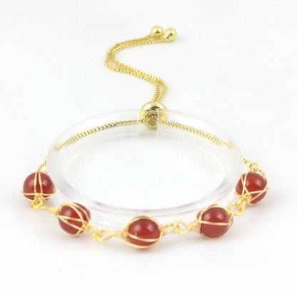 Natural Stone Bead Bracelet with Gold Extension Chain